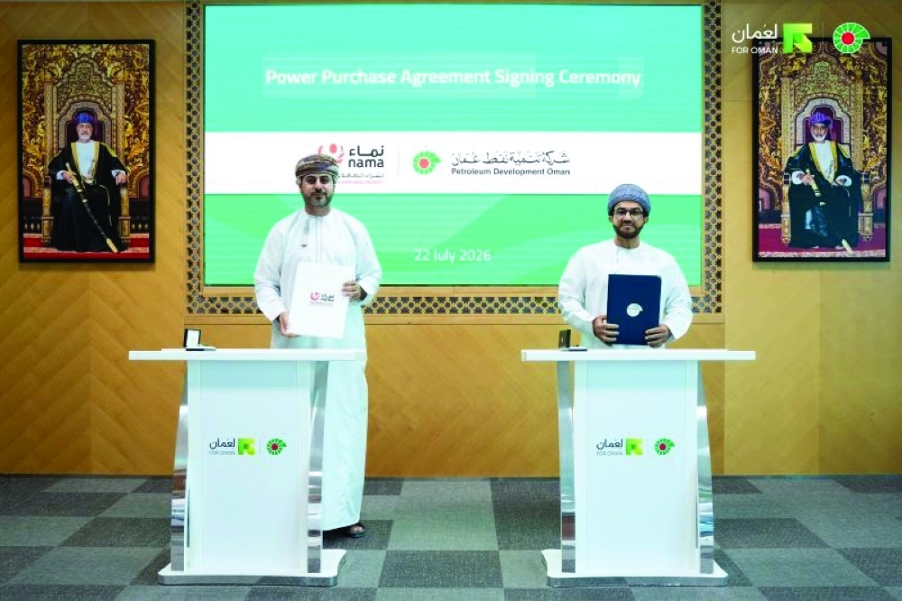 PDO’s Managing Director Dr Aflah Al Hadhrami and Nama PWP’s CEO Ahmed Al Abri at the agreement signing recently.