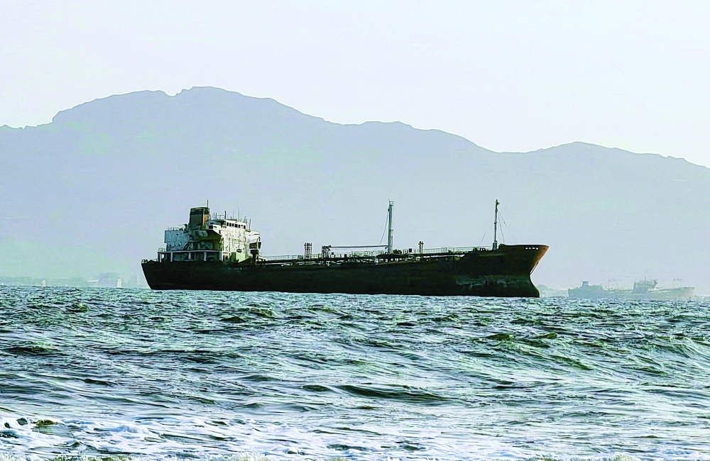 A ship off the port of Aden, where traffic remained steady after the Ansar Allah said their forces had carried out missile and drone strikes on Saudi oil tankers, in Aden, Yemen. — Reuters