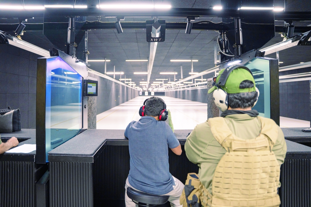 A competitor takes aim during the M4 .223 rifle competition at the Oman Shooting Club Cup 2026.