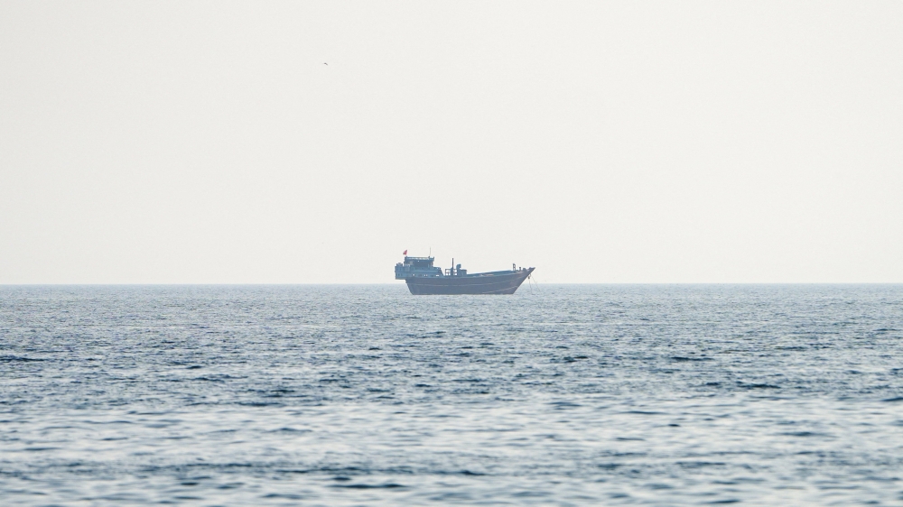 A vessel at the Strait of Hormuz, as seen from Musandam, Oman, July 23, 2026. REUTERS/Stringer