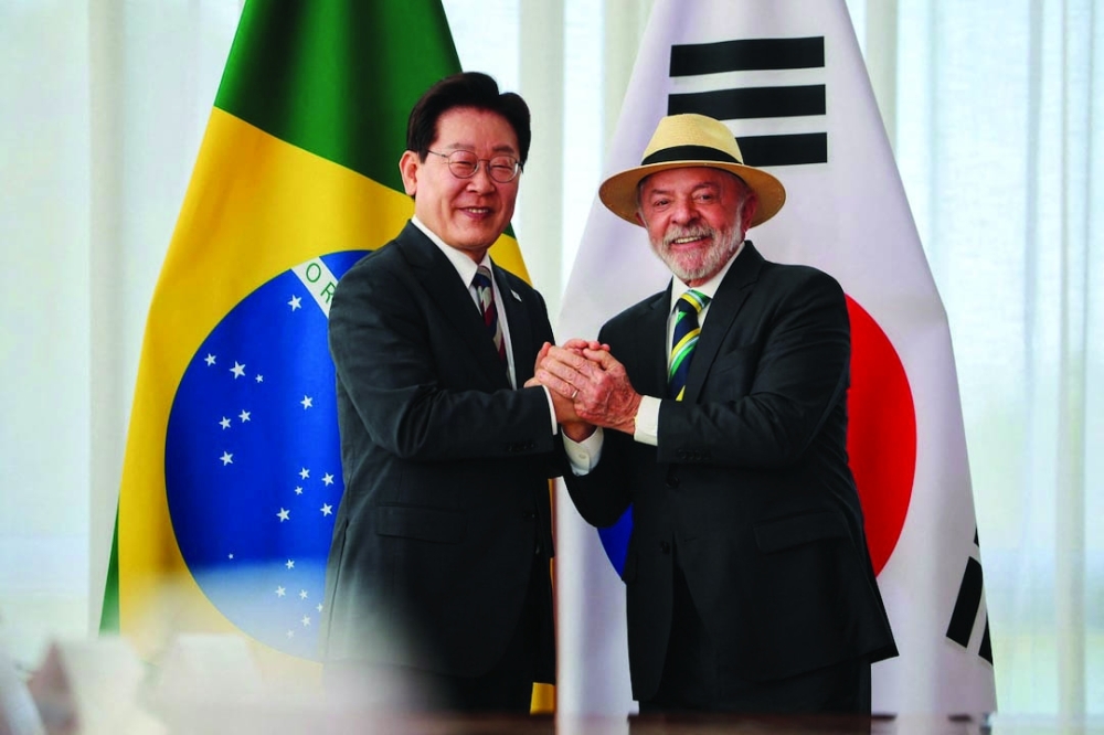 Brazilian President Luiz Inacio Lula da Silva meets with South Korean President Lee Jae Myung 