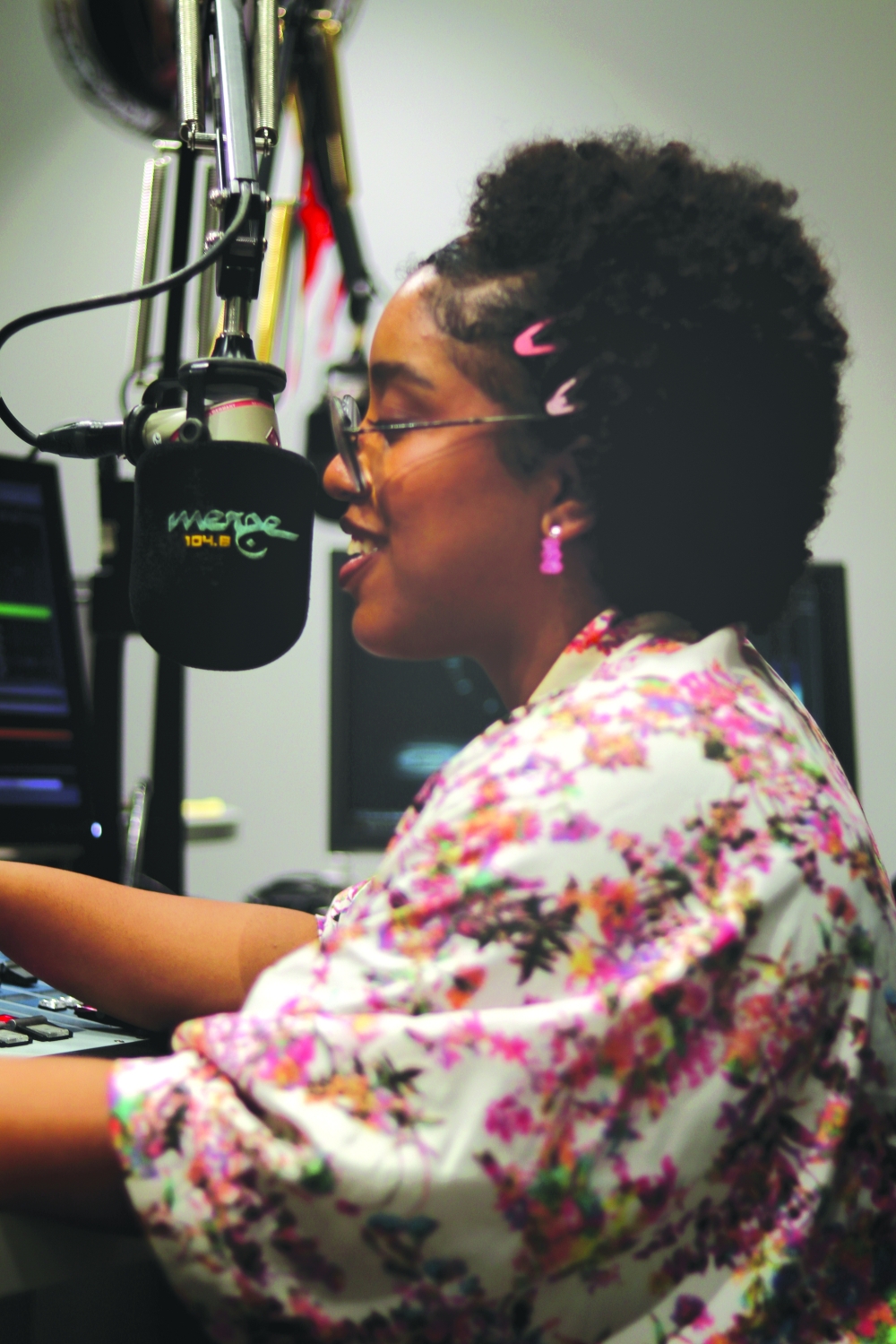 Al Abri during her time as a radio presenter for Merge Fm.