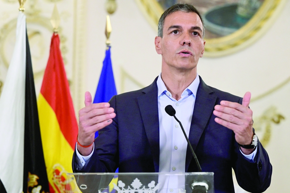 Spanish Prime Minister Pedro Sanchez makes declarations in Ceuta, amid mass crossings of migrants on foot and by sea from Morocco into Spanish territory. - Reuters 