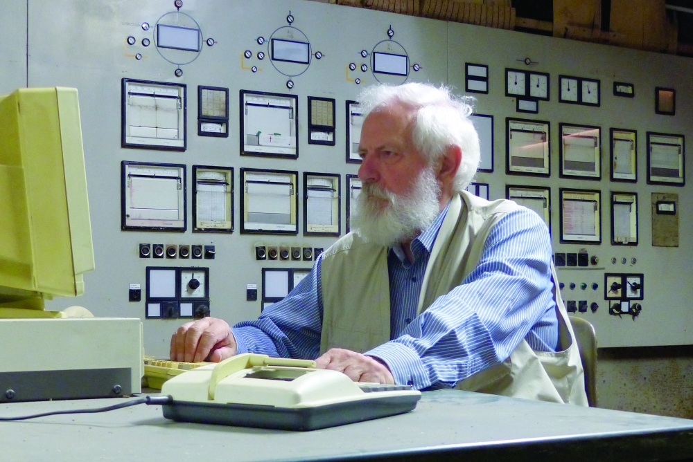Franz Gonder working at the blast furnace control-room.