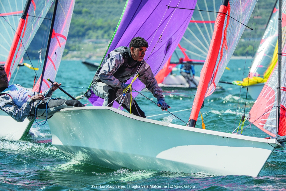 Photo of the sailor competing in the Euro Cup Series.