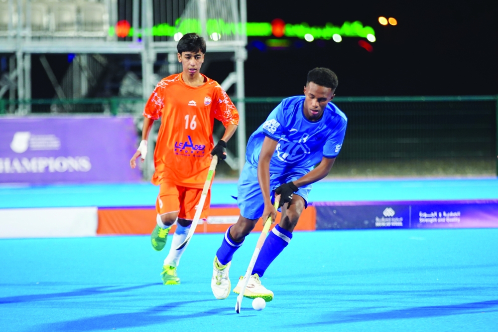 Action from the Junior Hockey5s League final between Al Amerat and Qurayat ‘A’.