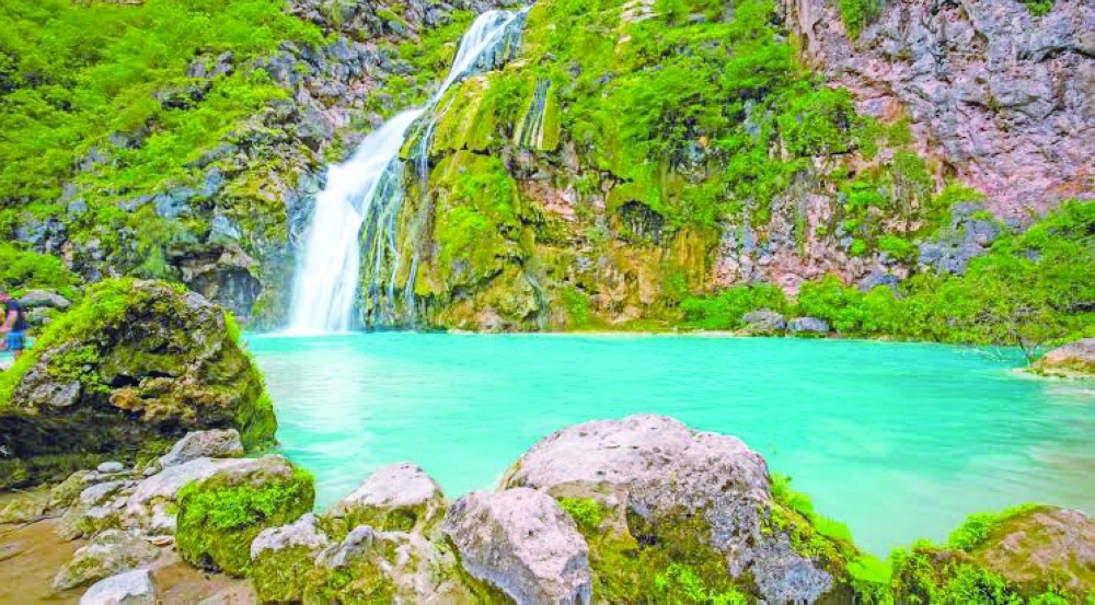 The waterfall has yet to attain the powerful flow witnessed during the height of the season