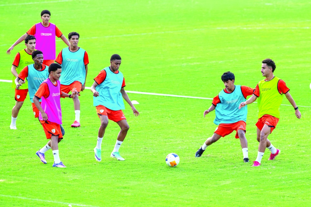 The Oman Under-17 team during a training camp.