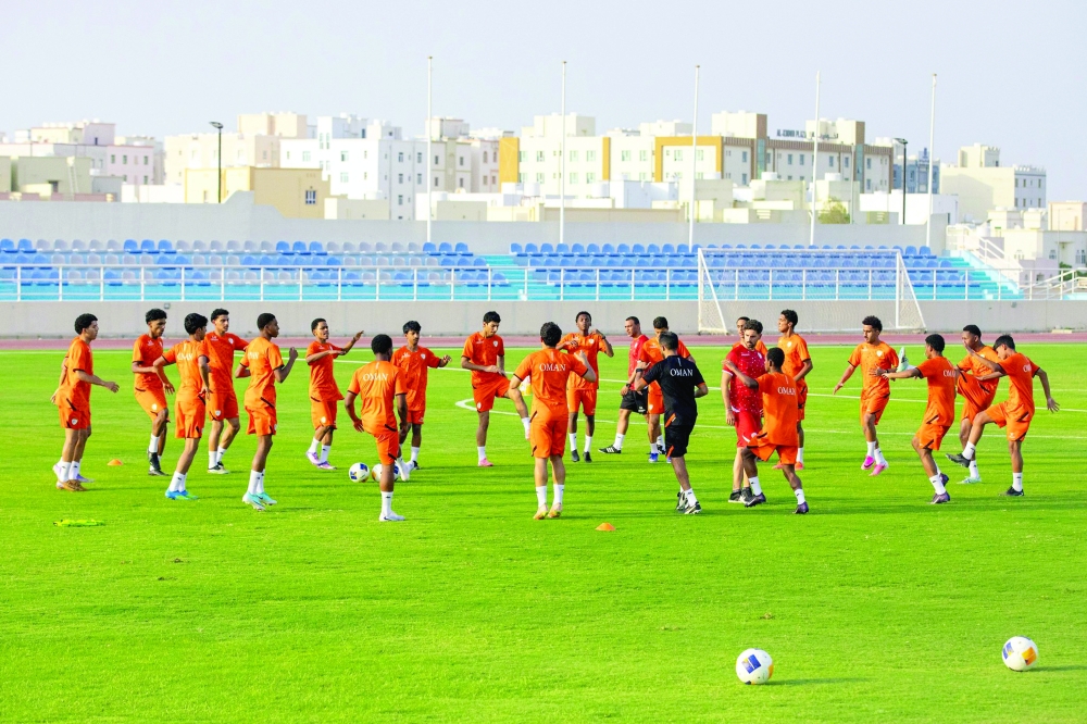 The Oman Under-17 team during a training camp.