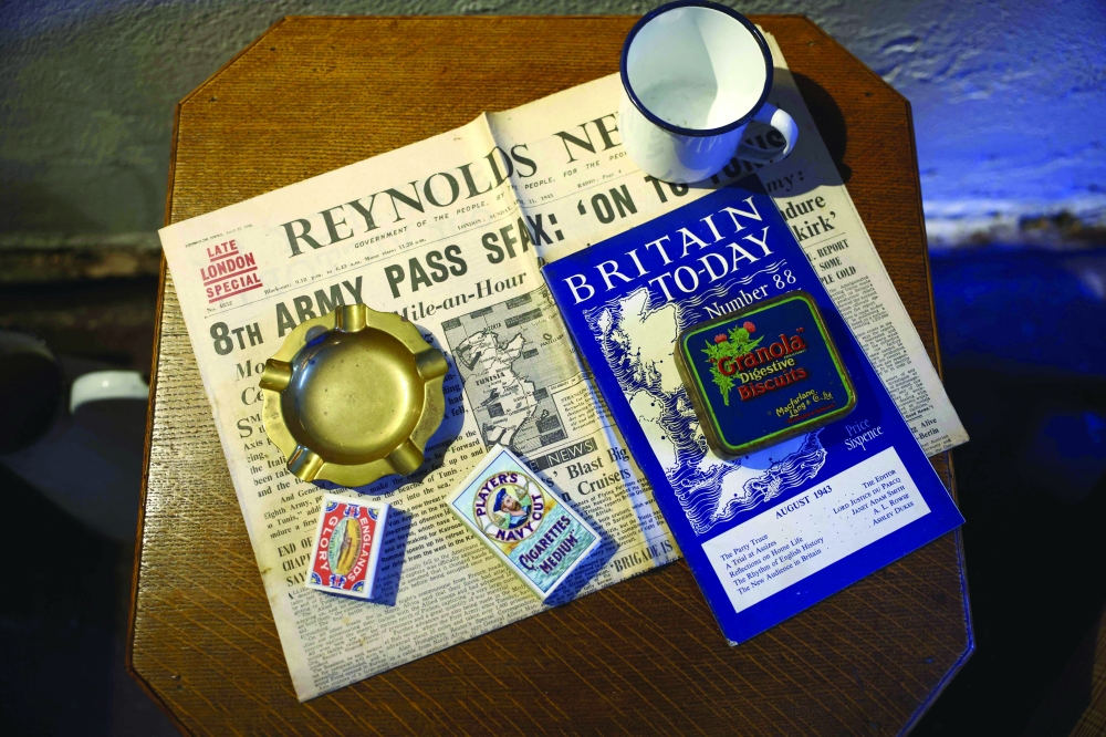 Prop items inspired by the World War II period are pictured at the new Trent Park Museum — AFP
