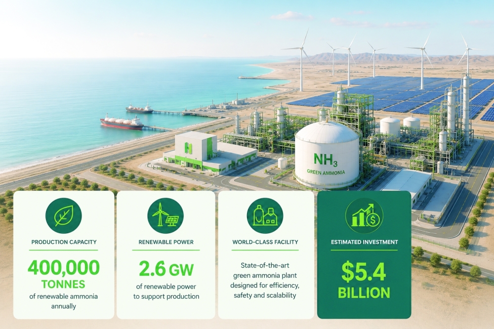 Hynfra’s proposed project is designed to produce around 400,000 tonnes of renewable ammonia annually, requiring an estimated investment of around $5.4 billion. (Picture for illustration only)