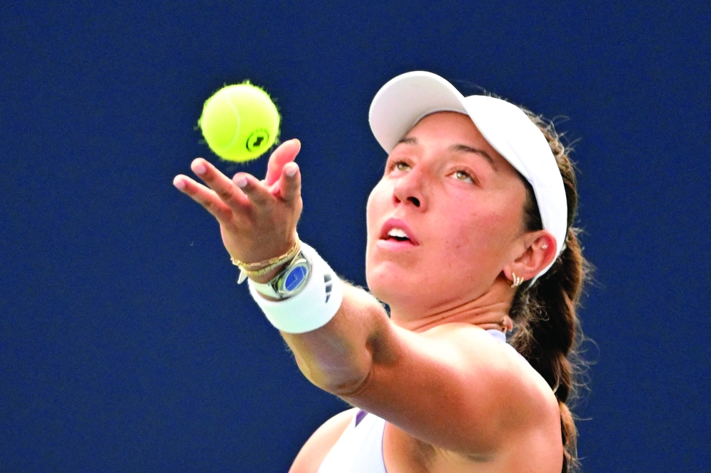 Jessica Pegula (USA) serves against Kamilla Rakhimova (UZB) during third round play at Sobeys Stadium. — Imagn Images
