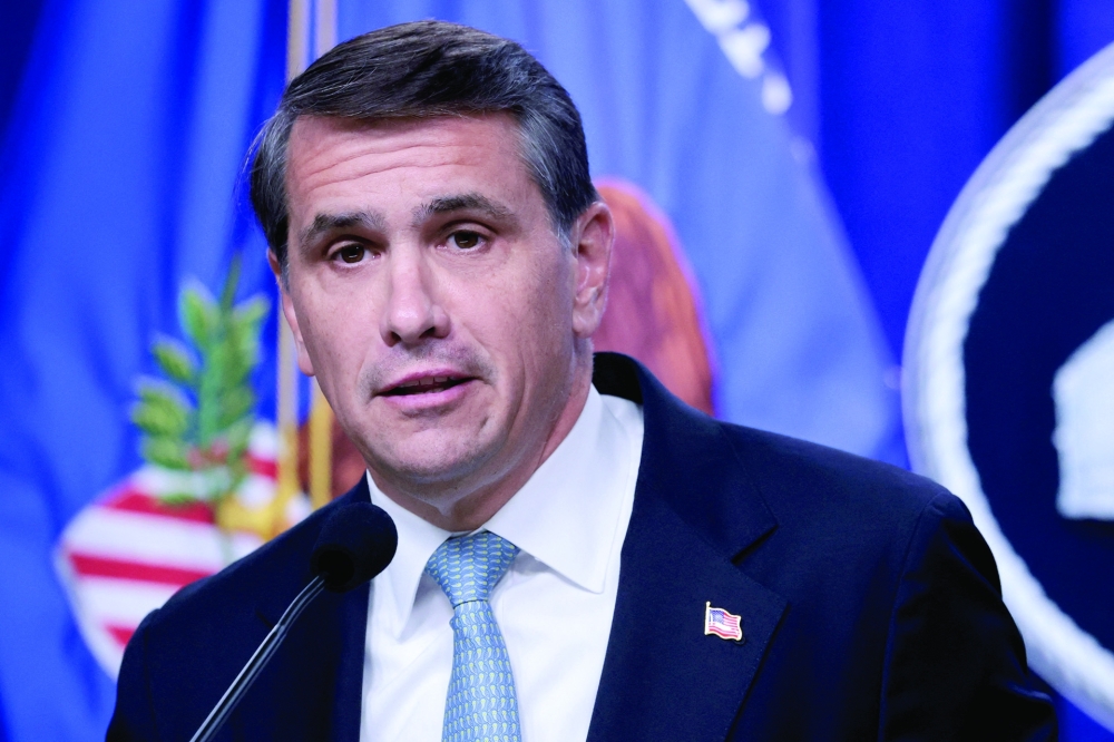 Todd Blanche takes questions in a press conference at the Justice Department in Washington, DC. — Reuters 