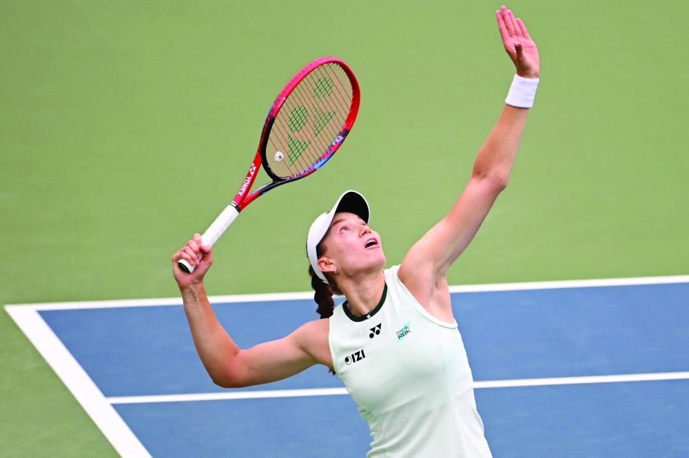 Elena Rybakina serves against Ann Li (USA) during third round play at Sobeys Stadium. — Imagn Images