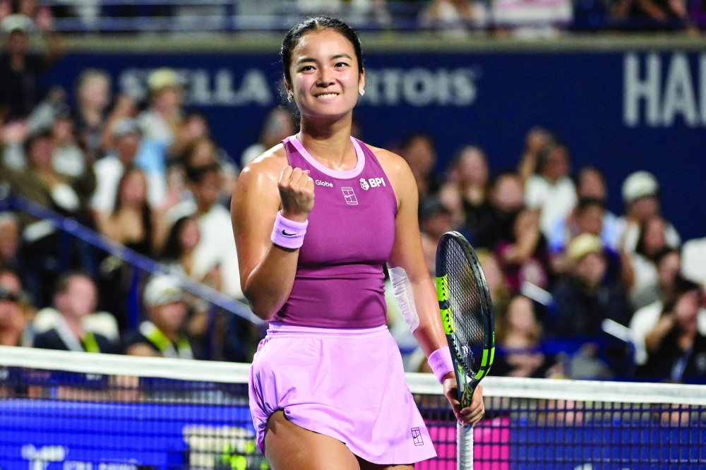 Alexandra Eala (PHI) reacts after winning a game against Caty McNally (USA) during third round play at Sobeys Stadium. — Imagn Images