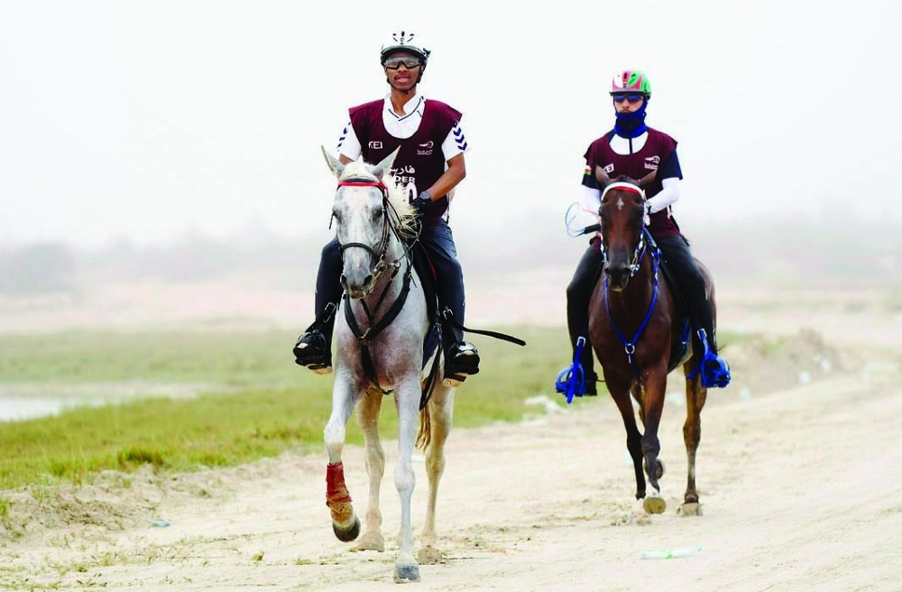Horses and riders in action during the Khareef Dhofar 100km Endurance Race.
