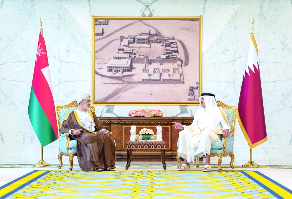 His Majesty Sultan Haitham bin Tarik and Shaikh Tamim bin Hamad al Thani held a cordial meeting at Qasr Al Hukum in the Qatari capital, Doha.