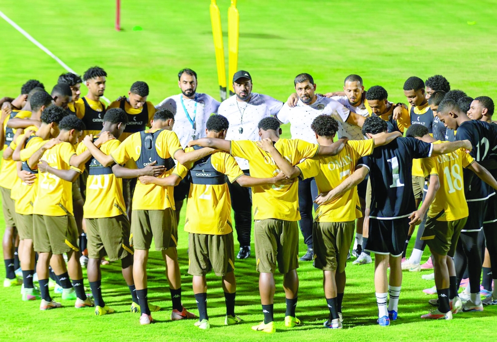 Head coach Hamad al Azzani oversees Oman U20 training as the team enters the final phase of preparations for the Asian qualifiers.