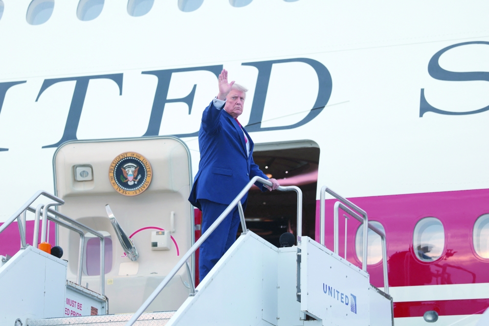 US President Donald Trump boards Air Force One in Cleveland, Ohio. — Reuters 