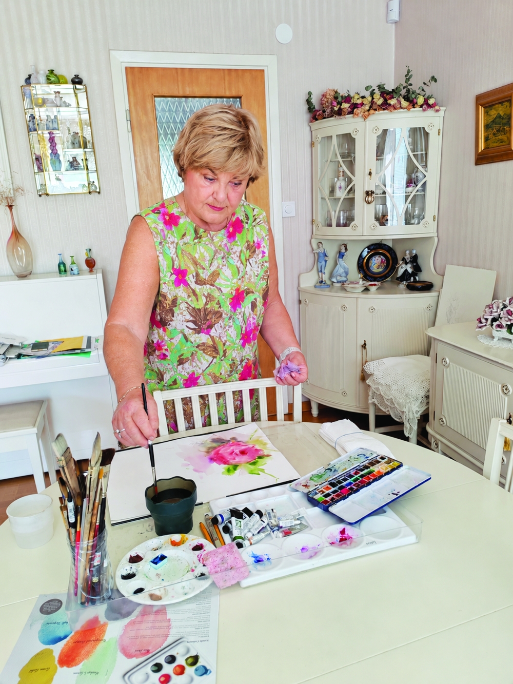 Artist Lubica Ritzl at work in her home studio