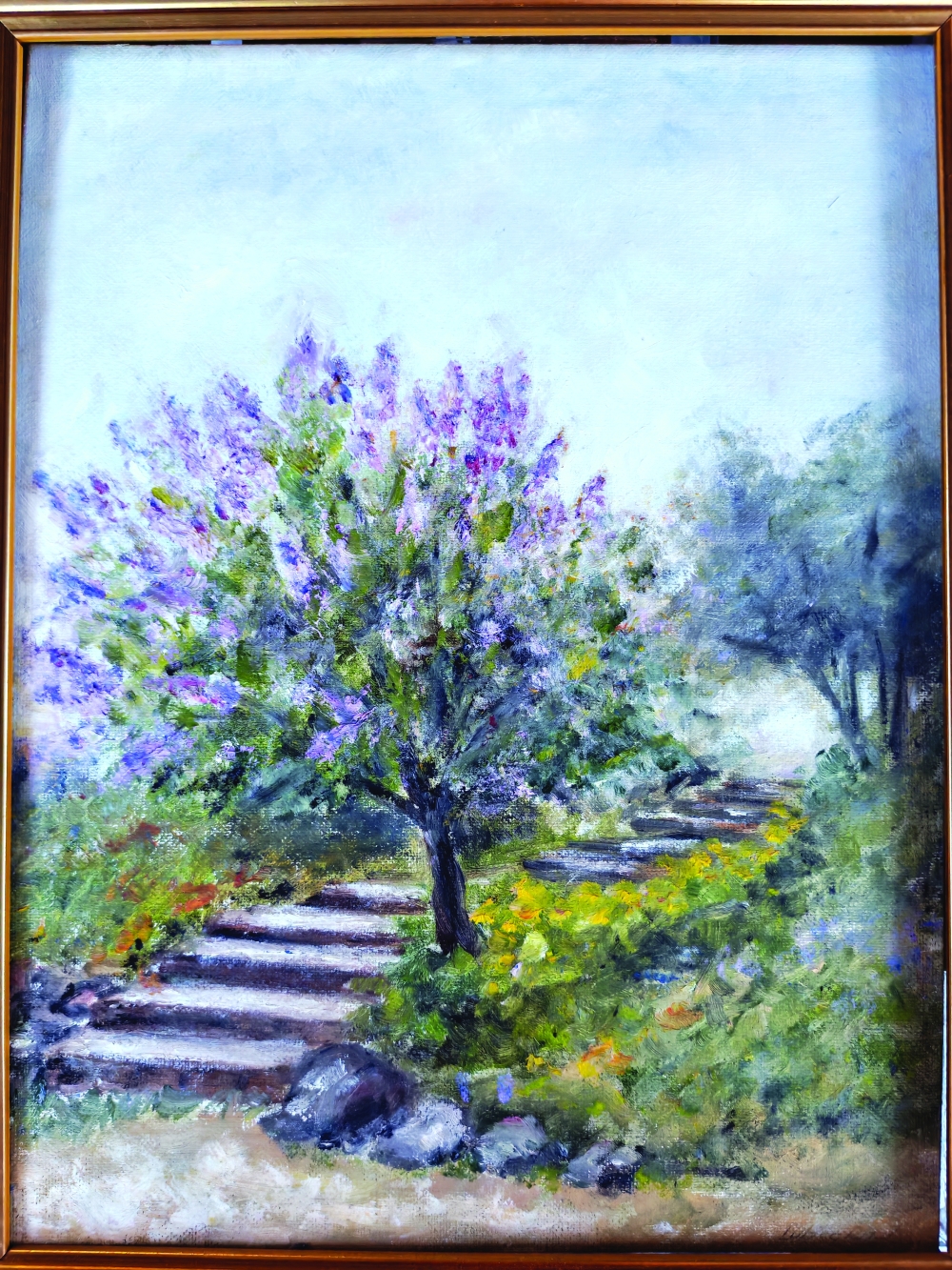 Artwork showing stairs in the garden (Oil Painting)