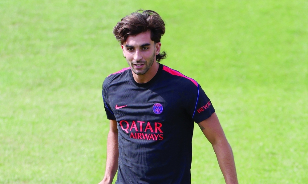 Paris Saint Germain's Ferran Torres during training. — Reuters