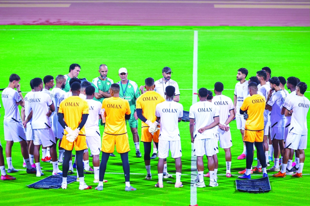 Oman players in action during a training session as the Red Warriors continue their domestic camp in preparation for the 27th Arabian Gulf Cup in Jeddah