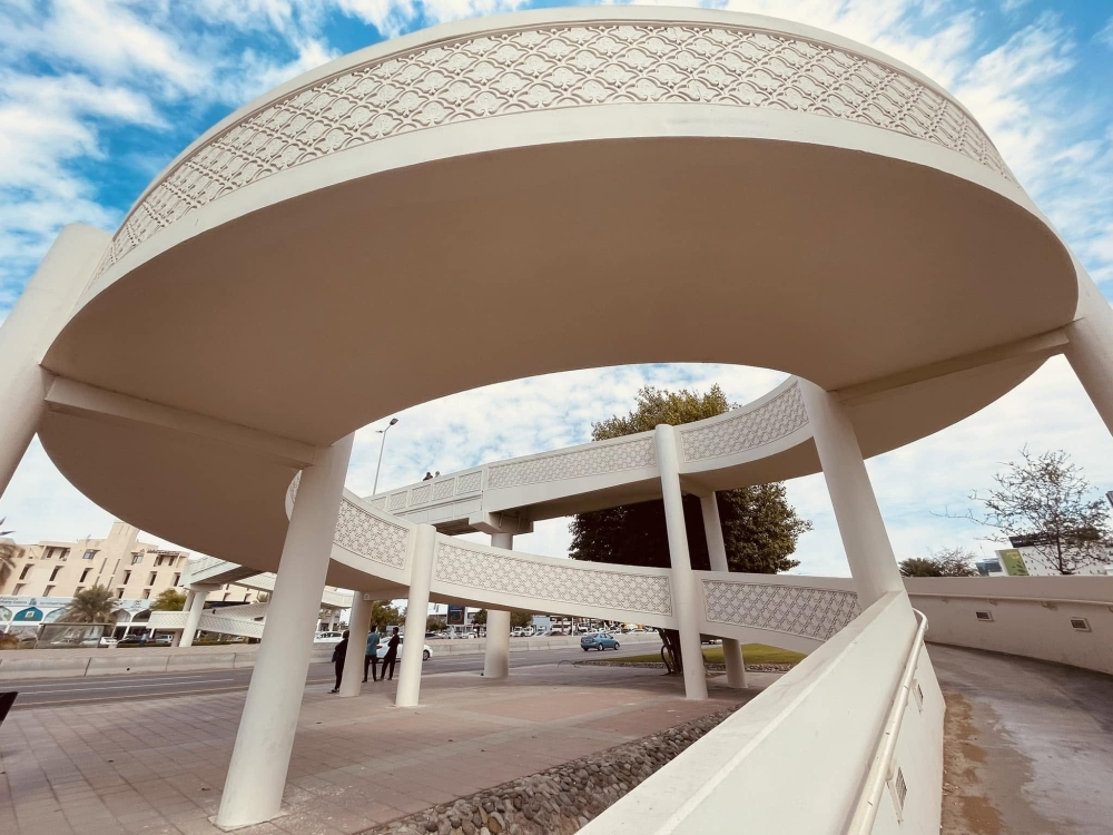 A pedestrian bridge on Sultan Qaboos Street in Azaiba.