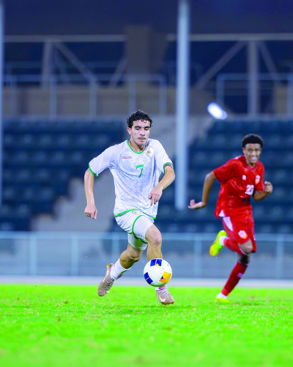 Oman U17 players battle for possession against Bahrain as they wrapped up their two-match friendly series with a 2-0 victory.