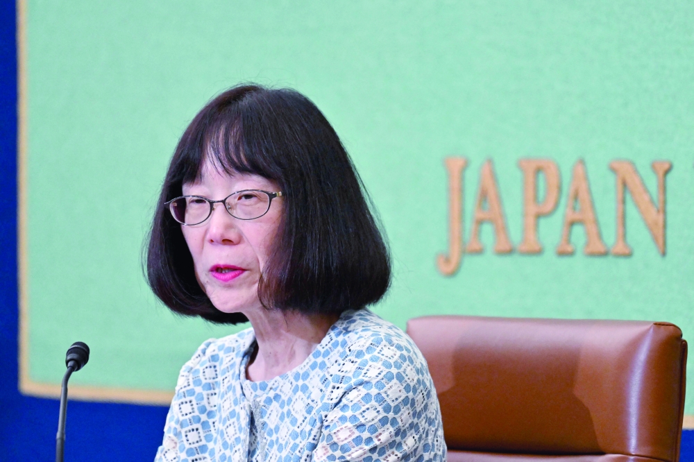 Japanese Judge Tomoko Akane, President of the International Criminal Court (ICC), delivers a speech during a press conference in Tokyo. — AFP file photo