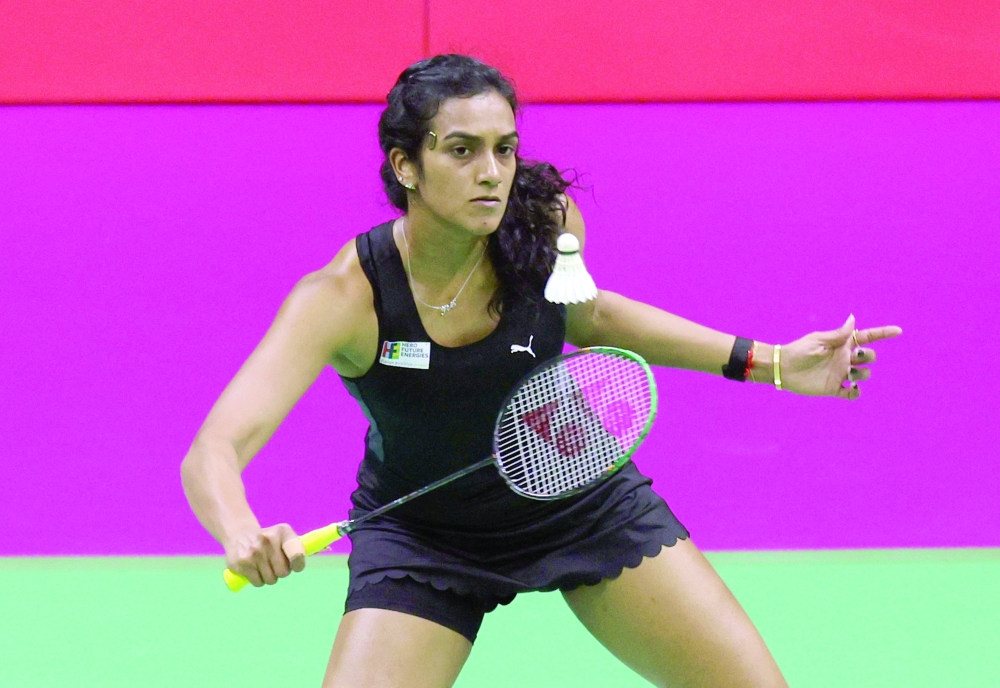India's PV Sindhu in action during her round of 16 match against China's Zhi Yi Wang during the BWF World Championships in New Delhi. — Reuters