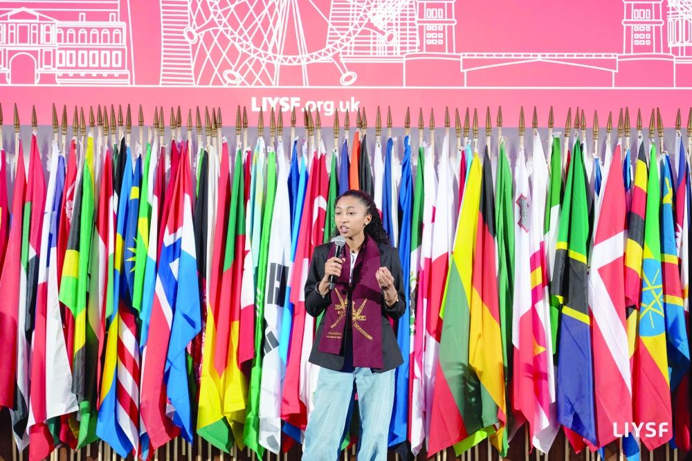 Ayah bint Hamid al Kendi speaks at the 67th LIYSF 2026.