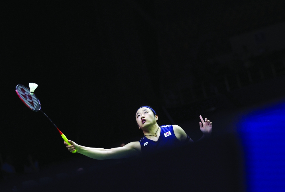South Korea's An Se-young in action during her Round of 16 match against Denmark's Mia Blichfeldt in New Delhi. — Reuters
