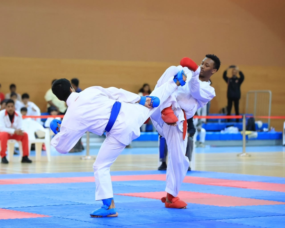 A shot of the competition at the 3rd Khareef Dhofar Open Karate Championship in the Wilayat of Salalah.