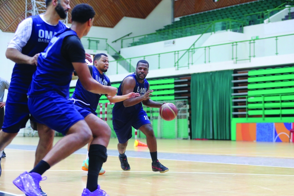 The Oman national basketball team in action during their final preparations at the Dubai training camp.