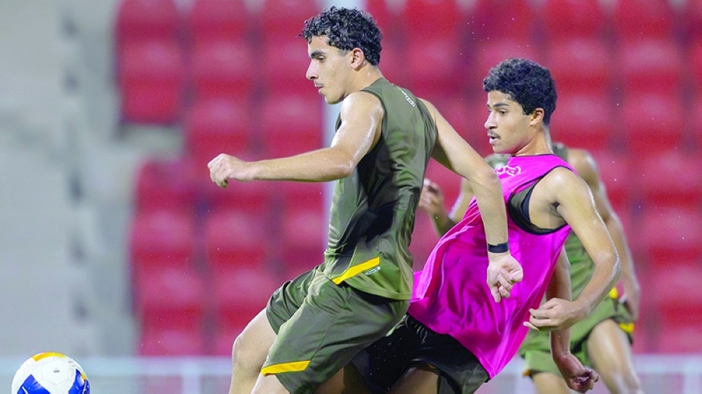Oman U17 players during a training session.