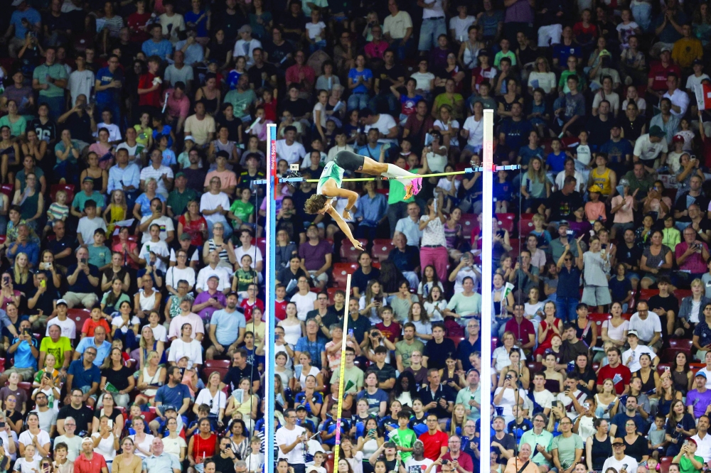 Sweden's Armand Duplantis competes in the men's pole vault during the IAAF Diamond League athletics meeting, at the Letzigrund Stadium, in Zurich on August 27, 2026. (Photo by Stefan Wermuth / AFP)
