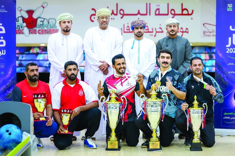 Winners of the Open and Local Championships pose at the Dhofar Bowling Centre.