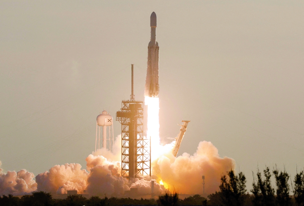 A SpaceX Falcon Heavy rocket lifts off carrying Nasa's Nancy Grace Roman Space Telescope, at the Kennedy Space Center in Cape Canaveral, Florida. — Reuters 