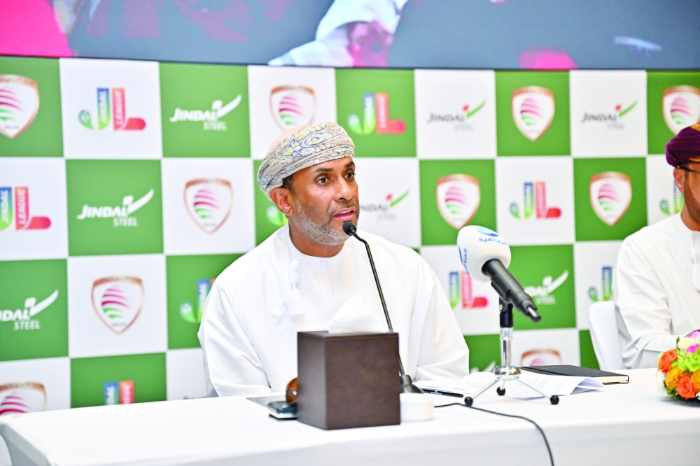 
Sami al Sahib, Deputy CEO for Strategic Affairs at Jindal Steel, addresses the media during the launch of the new Jindal League initiative.

