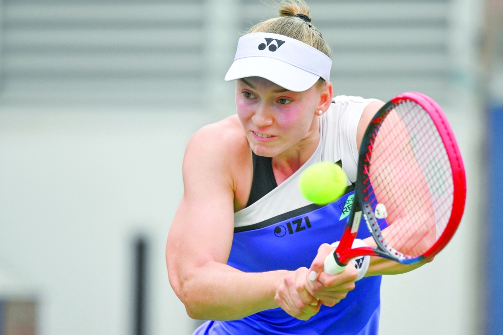 Kazakhstan's Elena Rybakina hits a return to USA's Thea Frodin on day three of the US Open tournament at the USTA Billie Jean King National Tennis Center in New York City. — AFP