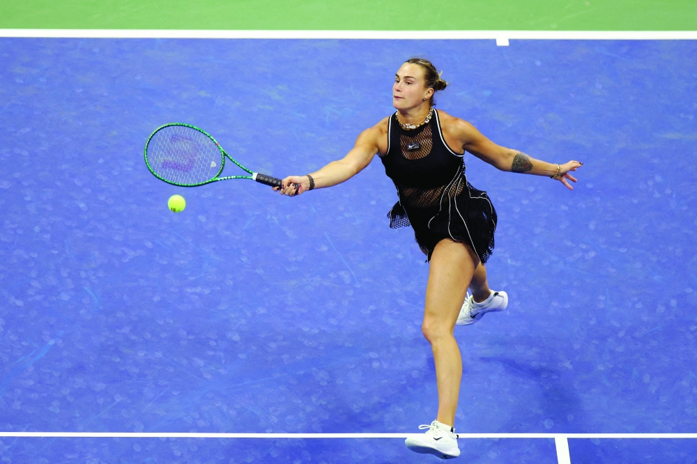 Belarus' Aryna Sabalenka in action during her second round match against Russia's Polina Iatcenko. — Reuters