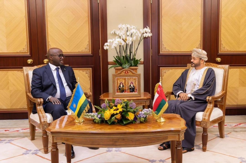 File photo: Sayyid Badr al Busaidi, the Foreign Minister with his Rwandan counterpart Olivier Jean Patrick Nduhungirehe
