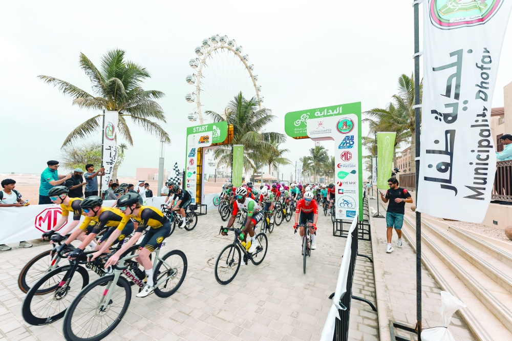 Riders during the start of the one-day Dhofar Classic race.