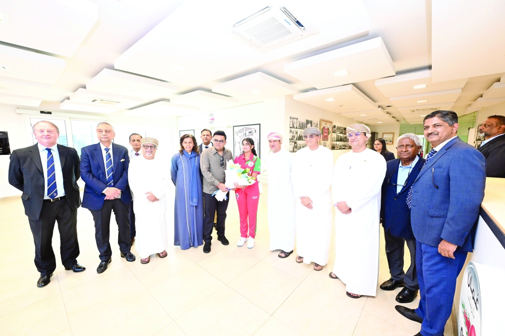 ICC Chairman Jay Shah being received at the Oman Cricket headquarters in Al Amerat. — Hussain al Maqbali