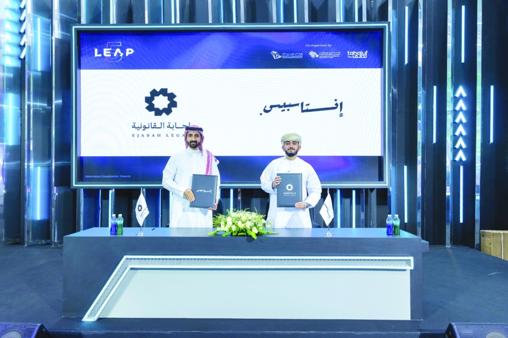 Representatives of instaSpace and Ejabah Legal Consultancy signing a strategic partnership agreement in Riyadh recently. 