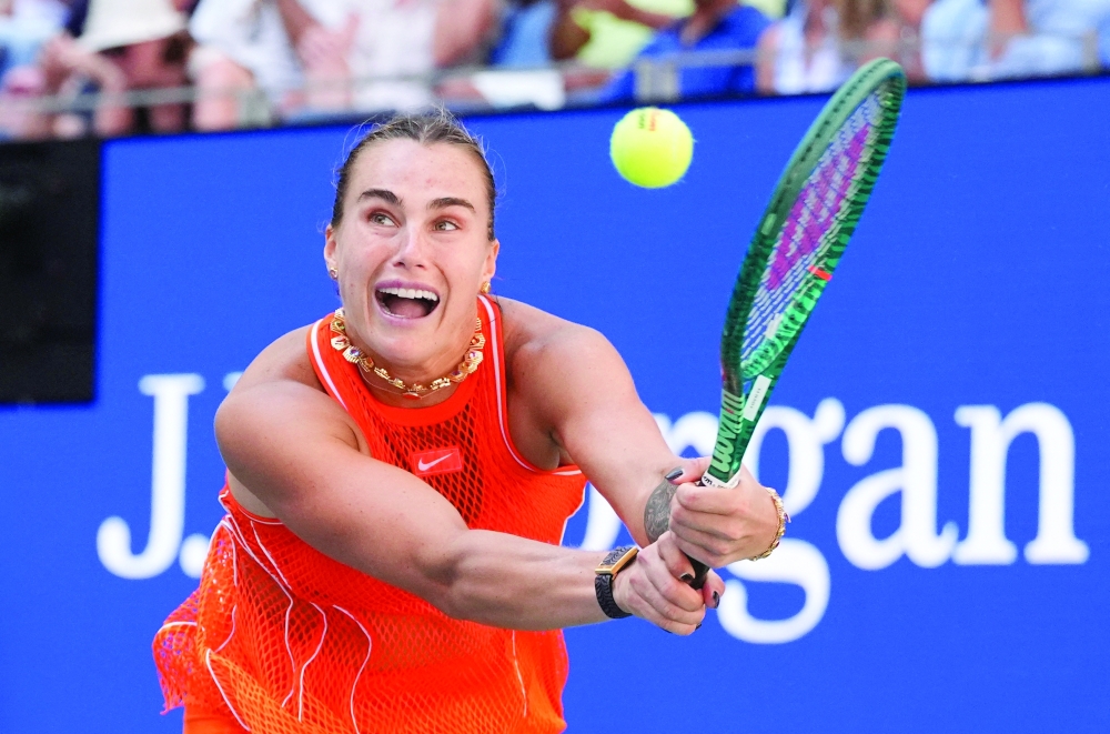 Belarus' Aryna Sabalenka in action during her quarter final match against Czech Republic's Linda Noskova IMAGN IMAGES via Reuters/Robert Deutsch