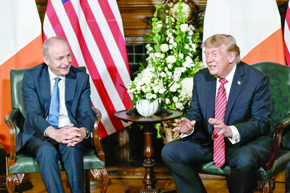 US President Donald Trump meets with Ireland's Prime Minister Micheál Martin at Farmleigh House in Phoenix Park in the Irish capital Dublin. — AFP