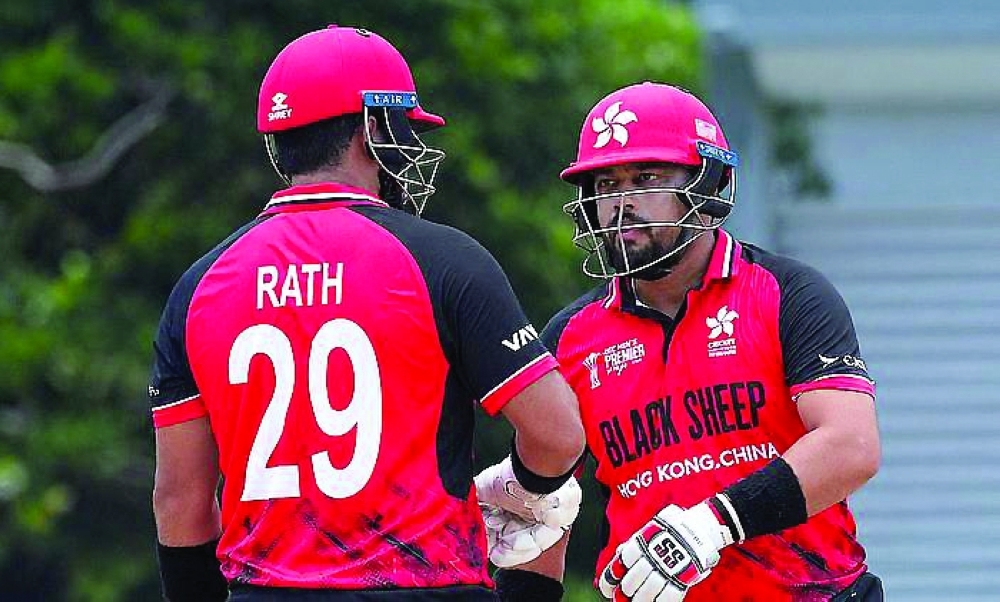 Hong Kong batters Anshuman Rath and Zeeshan Ali against Oman on Saturday.