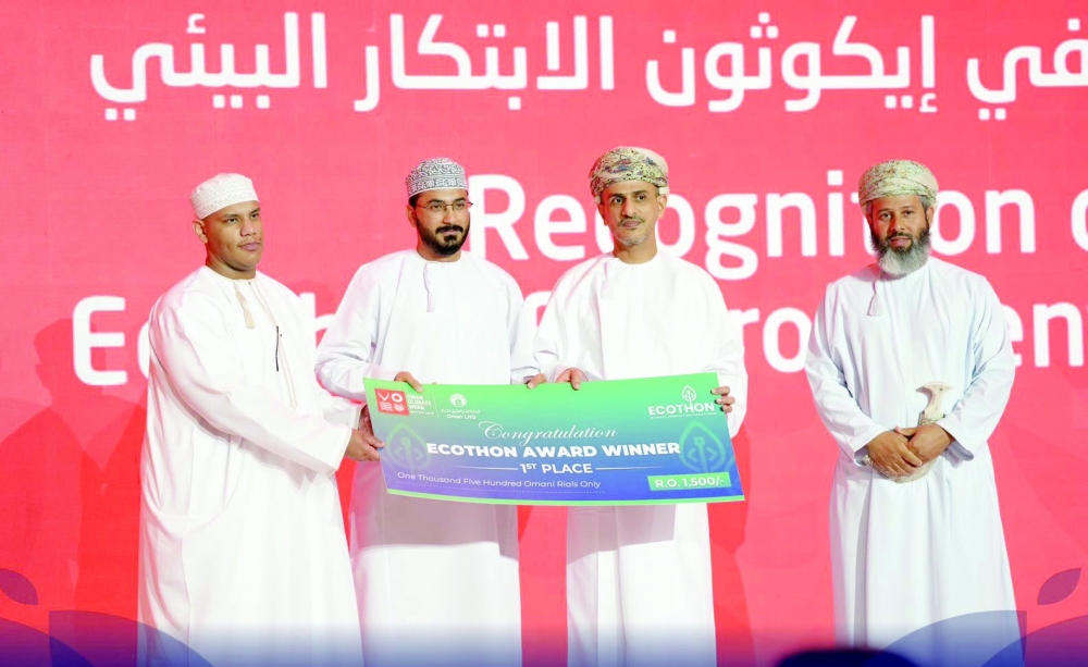 First prize of RO 1,500 went to team SUST comprising Hamed al Masroori, Abdelrahman al lam and Ilyas al Numani for their project that took up the challenge of waste.